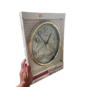 Waltham Quartz vintage Wall Clock Gold Rim New Sealed 12" Round SKU 8634